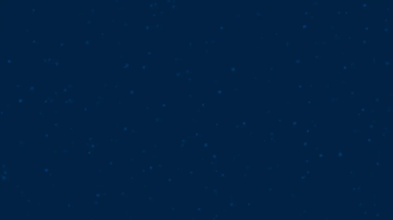 A screenshot of the dark blue void of space with a smattering of light blue stars of varying opacity.